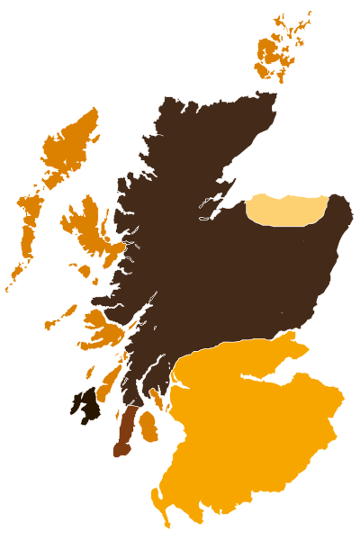 Karte von Schottland - Whiskyregionen